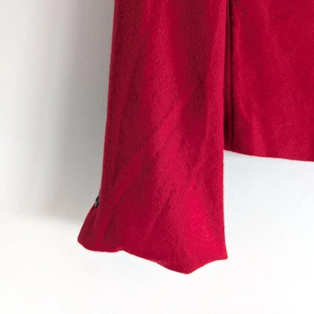 Vintage Red Wool and Velvet Cropped Double Breasted Jacket Red Coat